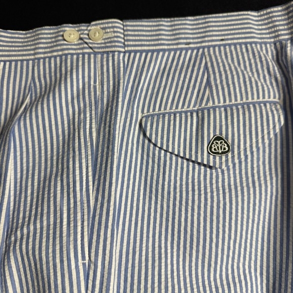 Brooks Brothers Seersucker Trouser Pants 36 x 29 100% Cotton Gray Stripe - Picture 1 of 6